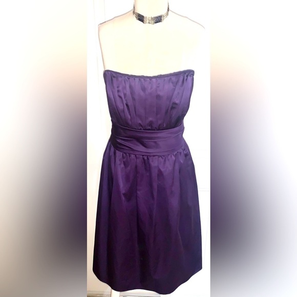 David Bridal Purple Strapless midi dress with pockets size 16 - Picture 2 of 12